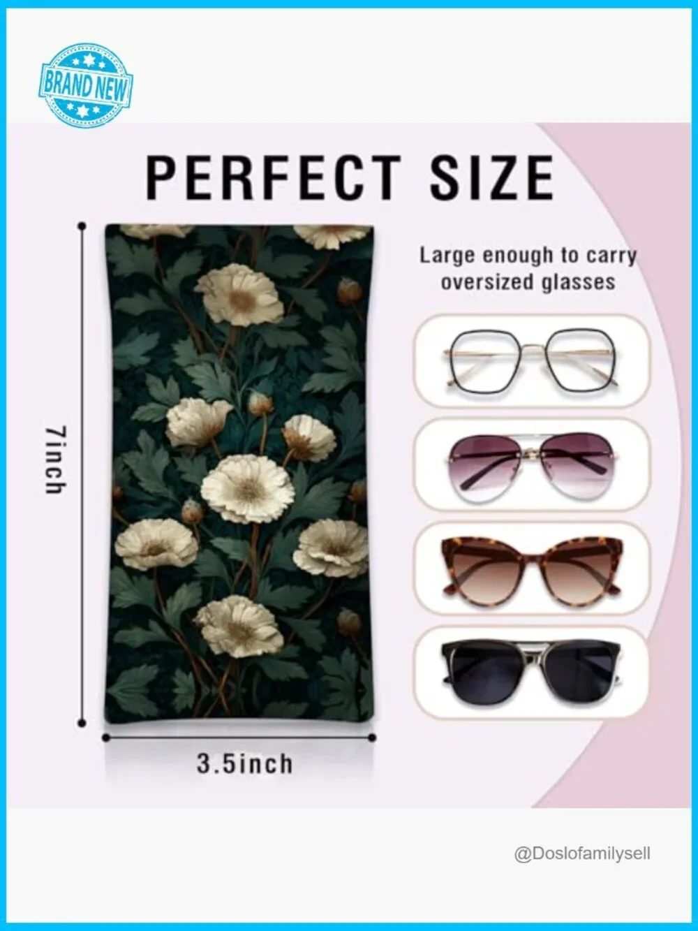 Vintage Floral Eyeglass Case Squeeze Top PU Leather Portable Pouch Chic